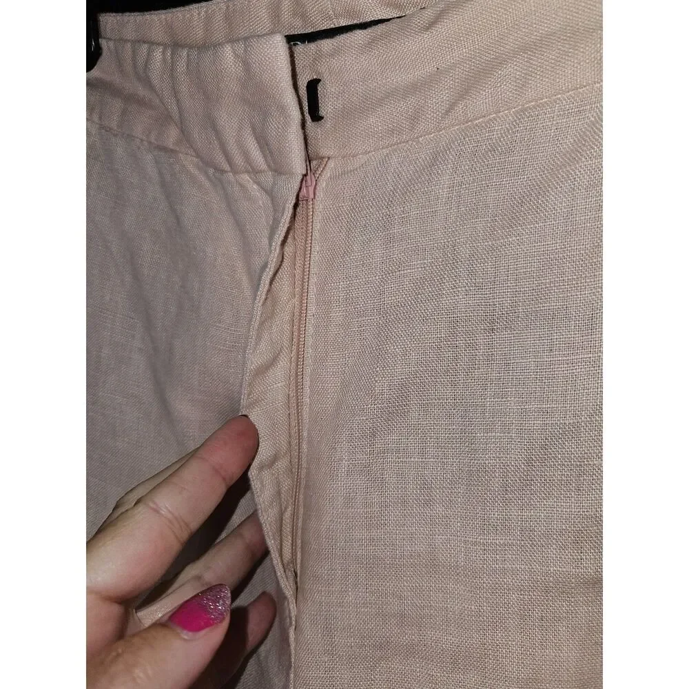 ZARA Powder Pink Blush Linen Slacks Size L